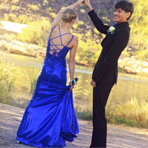 Beautiful blue corset back dress - Picture 5 of 5